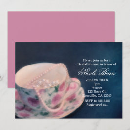 Bröllopsdusch för Floral Rose Tea Cup & Pärlor Inbjudningar