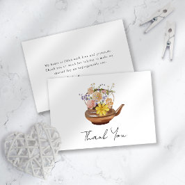 Bröllopsdusch för Floral Tekanna Tea Party Tack Kort