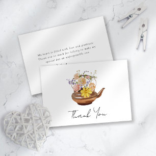 Bröllopsdusch för Floral Tekanna Tea Party Tack Kort