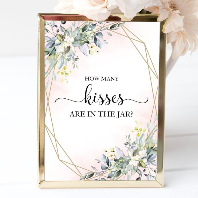 Bröllopsdusch för grönska Hur många kyssar skylt (Skapare uppladdad)