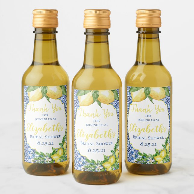 Bröllopsdusch för Lemon Mini Vinflasketikett Vinetikett (Flaskor)