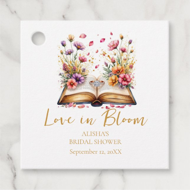 Bröllopsdusch för Love In Bloom Gåvor Etiketter (Framsida)