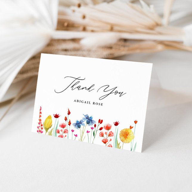 Bröllopsdusch för Love in Bloom med vildblomsgräns Tack Kort (Skapare uppladdad)
