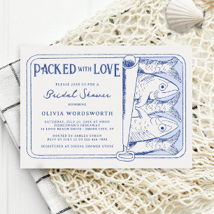 Bröllopsdusch för 'Packed With Love Tinned Sardine Inbjudningar