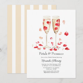 Bröllopsdusch för Petals & Prosecco Champagne Inbjudningar