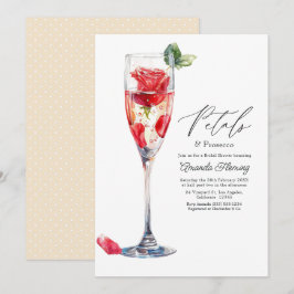 Bröllopsdusch för Petals & Prosecco Champagne Inbjudningar