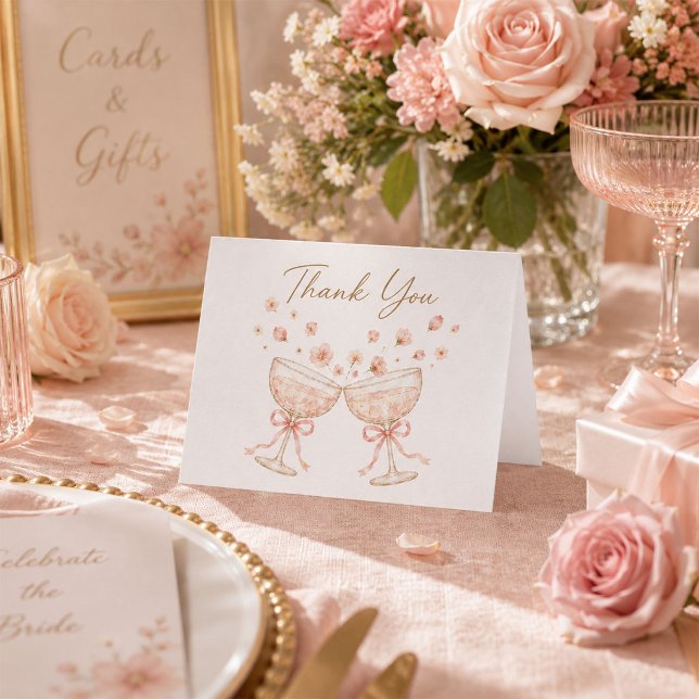 Bröllopsdusch för Petals & Prosecco Tack Kort (Skapare uppladdad)