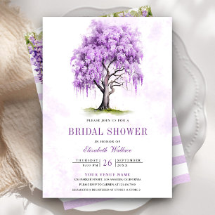 Bröllopsdusch för Purple Wisteria Floral Tree Inbjudningar