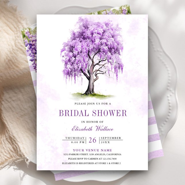 Bröllopsdusch för Purple Wisteria Floral Tree Inbjudningar (Skapare uppladdad)