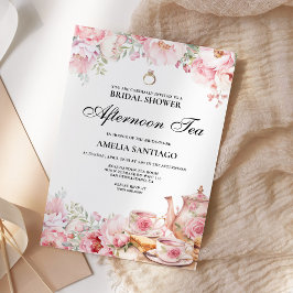 Bröllopsdusch för Rosenskära Blommor Afternoon Tea Inbjudningar