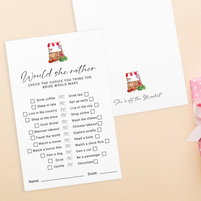 Bröllopsdusch för singlar 'Would she rather'-spel  (Skapare uppladdad)