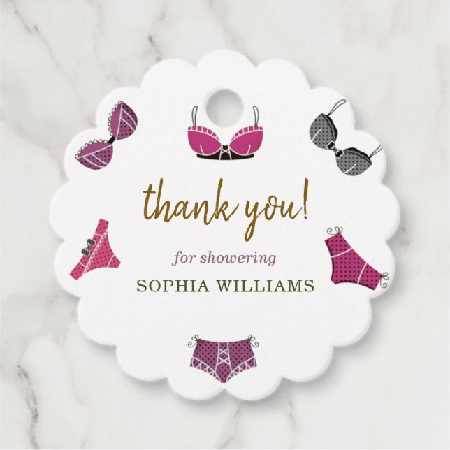 Bröllopsdusch för underkläder gåvor etiketter (Framsida)