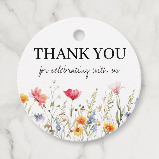 Bröllopsdusch för vilda blommor gåvor etiketter (Framsida)