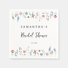 Bröllopsdusch för vilda blommor i delikat trädgård pappersservett