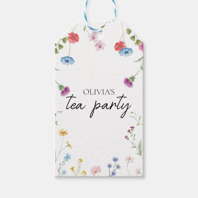 Bröllopsdusch för vildblomma-teparty presentetikett (Framsidan)