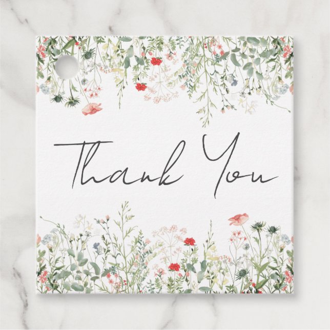 Bröllopsdusch för vildblomsäng gåvor etiketter (Framsida)