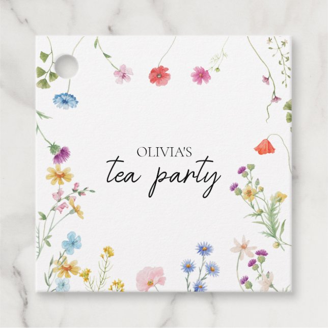 Bröllopsdusch för vildblomster-teparty gåvor etiketter (Framsida)