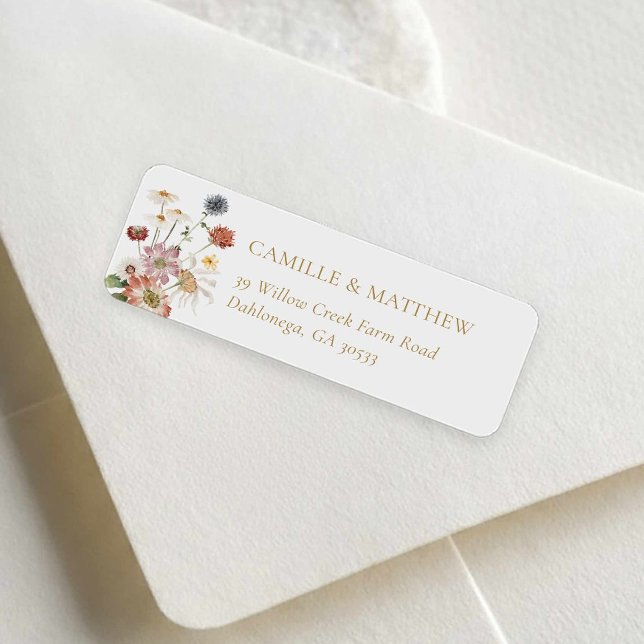 Bröllopsdusch för vildblomsträdgård returadress etikett (Wildflower Wedding Return Address Label)