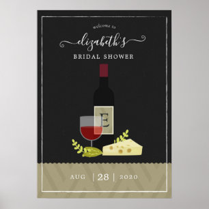 Bröllopsdusch för vin och ost med monogram poster