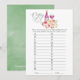 Bröllopsdusch för vinprovning med blommor A-Z spel Inbjudningar