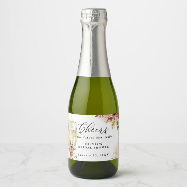 Bröllopsdusch Glas för Gnistrande Vin Rost och Gul (Framsida)