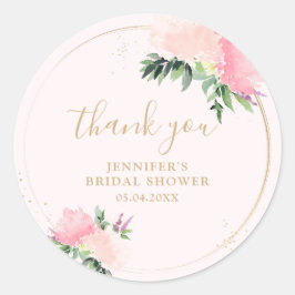 Bröllopsdusch i blommande guld runt klistermärke