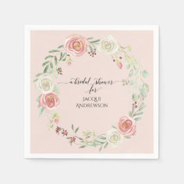 Bröllopsdusch i Rosa Elfenben Färg med Blommotiv i Pappersservett