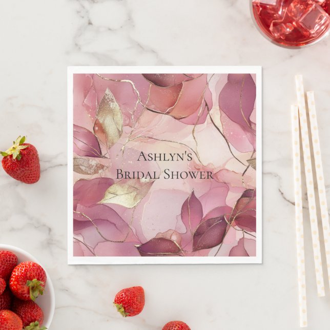 Bröllopsdusch i Rosa Guld Blad Pappersservett (Insitu)