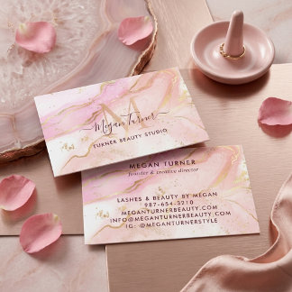 Bröllopsdusch i rosa guldmarmor - elegant och glam visitkort