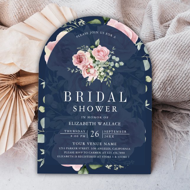 Bröllopsdusch i rosa nyans med blommor och eukalyp inbjudningar (Skapare uppladdad)