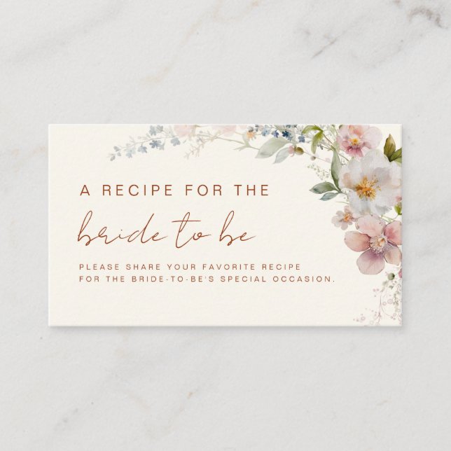 Bröllopsdusch i vildblomsmotiv Recept att dela i t Tilläggskort (Framsida)