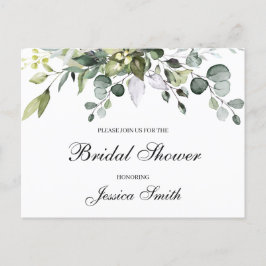 Bröllopsdusch-inbjudan för eukalyptus i vykortsfor vykort