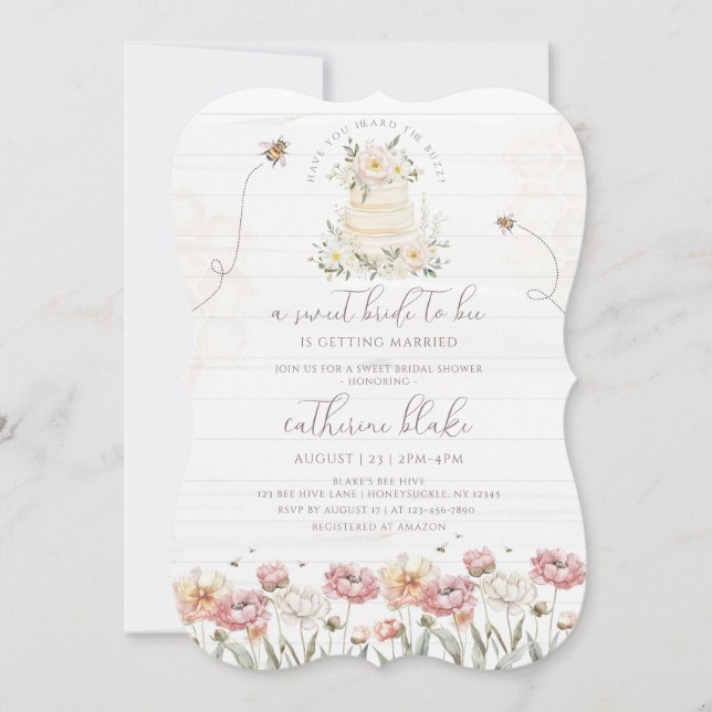 Bröllopsdusch-inbjudningar för Floral Bride to Bee Inbjudningar (Framsida)