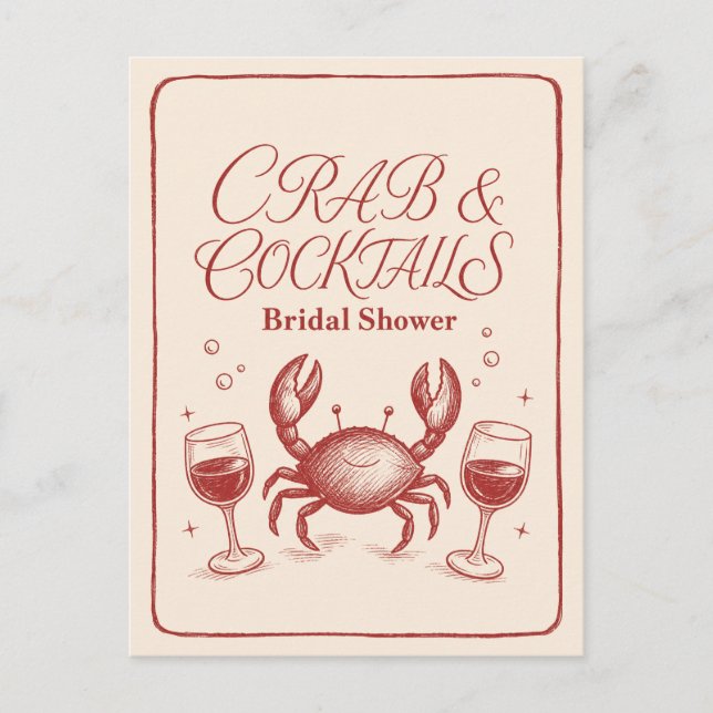 Bröllopsdusch Krabbcocktails Kustfest Söt  Vykort (Framsida)