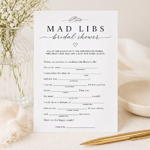 Bröllopsdusch Mad Libs-partykort