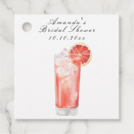 Bröllopsdusch med akvarell citrus cocktail tema gåvor etiketter