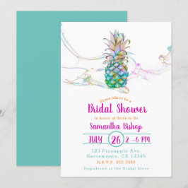 Bröllopsdusch med Ananas Regnbågens Färgglada Stän Inbjudningar