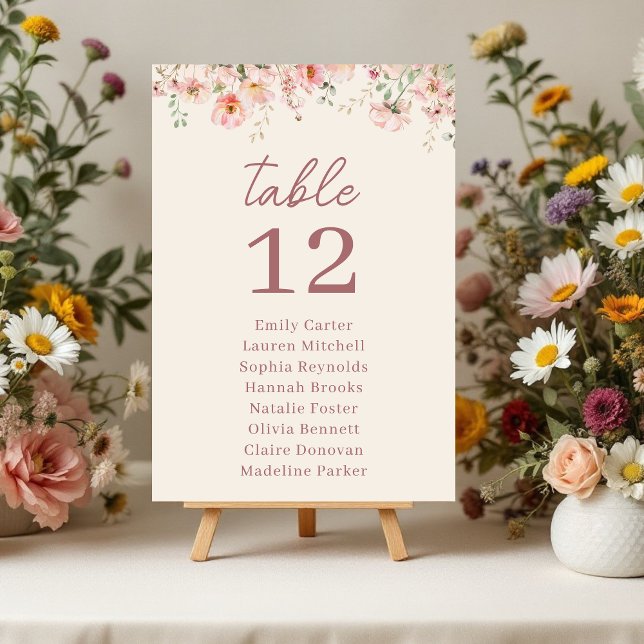 Bröllopsdusch med blomster namn bordsnummer (Skapare uppladdad)