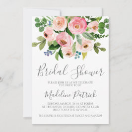 Bröllopsdusch med blomsterbukett inbjudningar