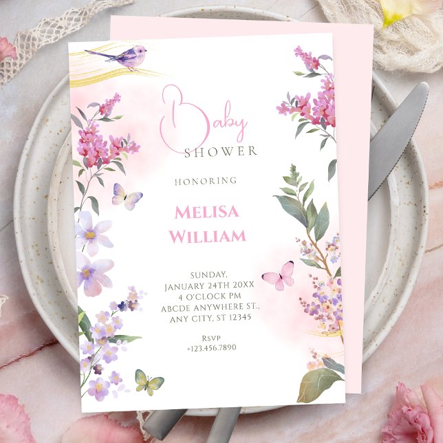 Bröllopsdusch med blomstergren inbjudningar (Skapare uppladdad)
