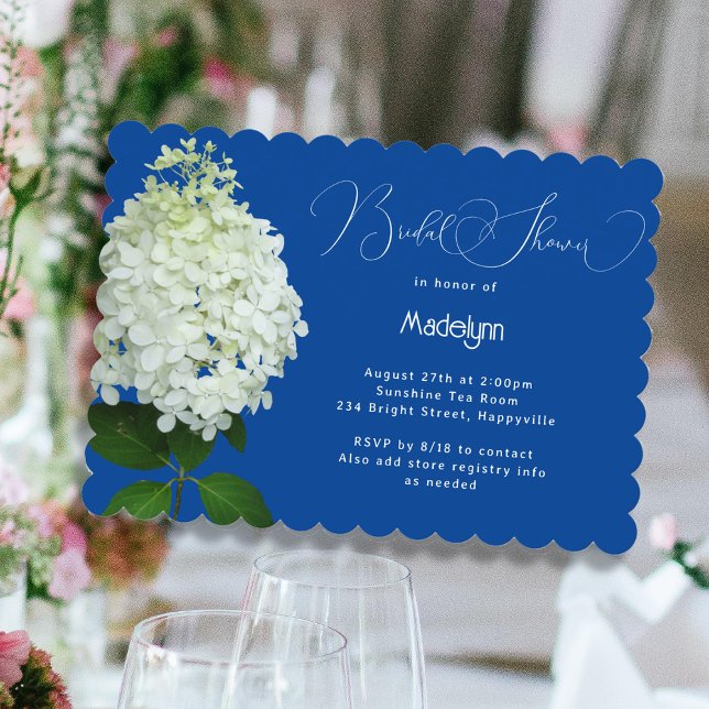 Bröllopsdusch med blomstermotiv Vit Hydrangea Inbjudningar (Skapare uppladdad)