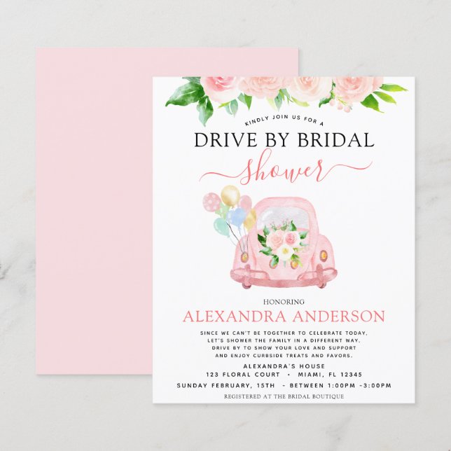Bröllopsdusch med budgetkörd blush rosa (Fram/baksida)