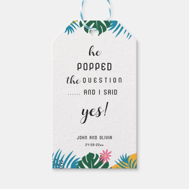 Bröllopsdusch med flerfärgade blad presentetikett (Framsidan)