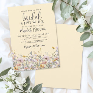 Bröllopsdusch med gula vilda blommor inbjudningar