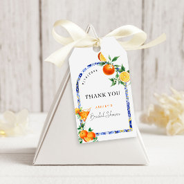 Bröllopsdusch med Medelhavsinspirerad bubbelvinste Presentetikett