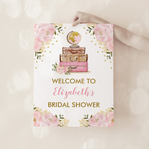 Bröllopsdusch med Rosa Blommor för Resäventyr Poster