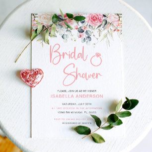 Bröllopsdusch med Rosa Blommor Ring Bröllopsdusc Inbjudningar