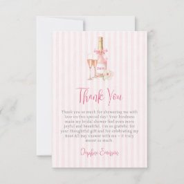 Bröllopsdusch med rosa champagne tack kort