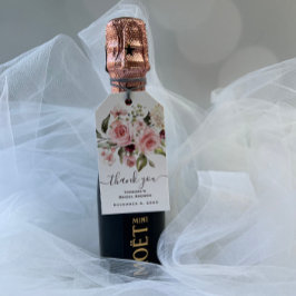 Bröllopsdusch med rosa rosor presentetikett