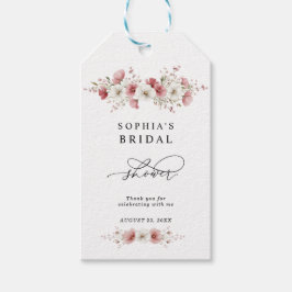 Bröllopsdusch med Rosa Vilda Blommor Presentetikett
